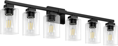 BesLowe 37" 6-Light Bathroom Light Fixture, Modern Black Vanity Light, Bathroom Lighting Fixtures Over Mirror, Matte Black Bathroom Wall Lamp, Wall Lights for Living Room Bedroom Hallway