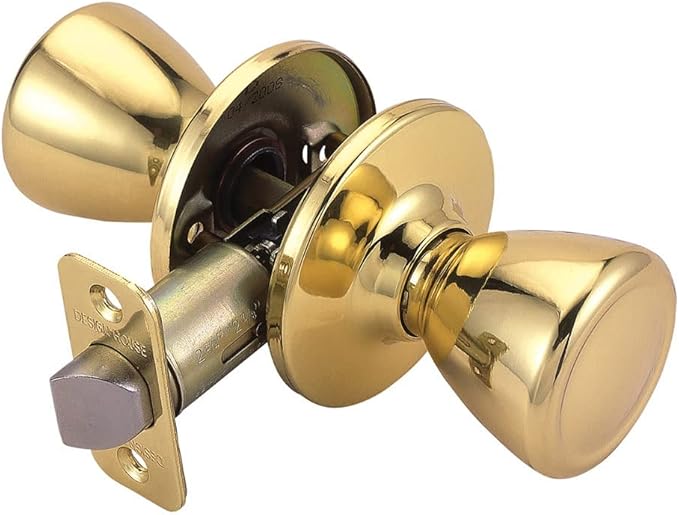 Design House Tulip Passage Door Knob for Hall and Closet, Fits Standard Doors, Polished Brass – Design House, 782730