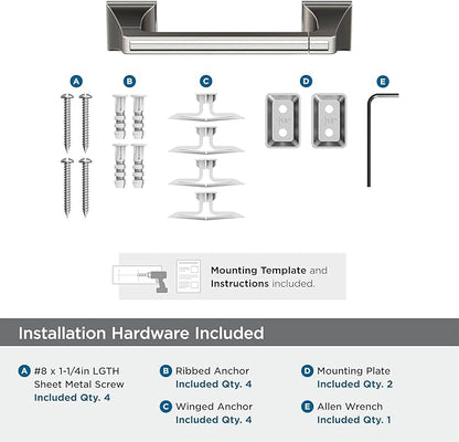 Amerock BH36021G10 | Brushed Nickel Pivoting Double Post Toilet Paper Holder | 8-13/16 in. (224 mm) Toilet Tissue Holder | Mulholland | Bath Tissue Holder | Bathroom Hardware | Bath Accessories