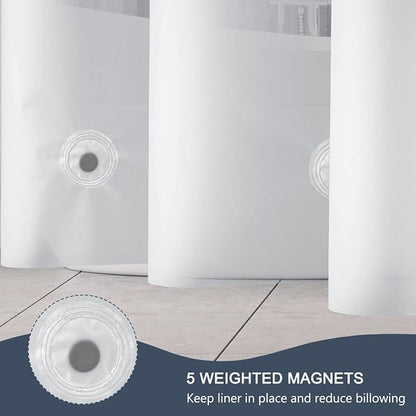 EurCross Extra Long Frosted Shower Curtain Liner 108 inches Length with 5 Bottom Magnets,PEVA Medium Weight Opaque Waterproof Shower Liner 72 x 108 inch