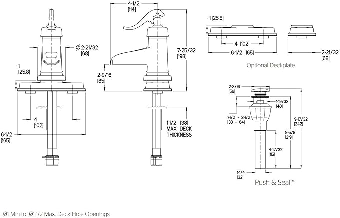 Pfister LF-M42-YPYY Ashfield Single Control 4" Centerset Bathroom Faucet in Tuscan Bronze, 1.2gpm
