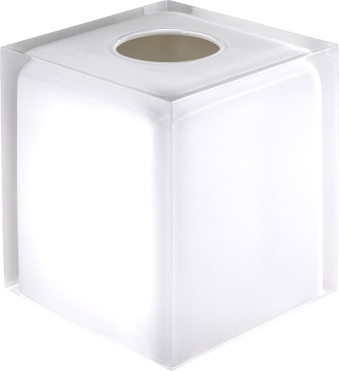 Izod - Tissue Box Cover, Durable Resin Countertop Accessories, Dorm Room Essentials, Modern Home Decor (Marina Collection, White)