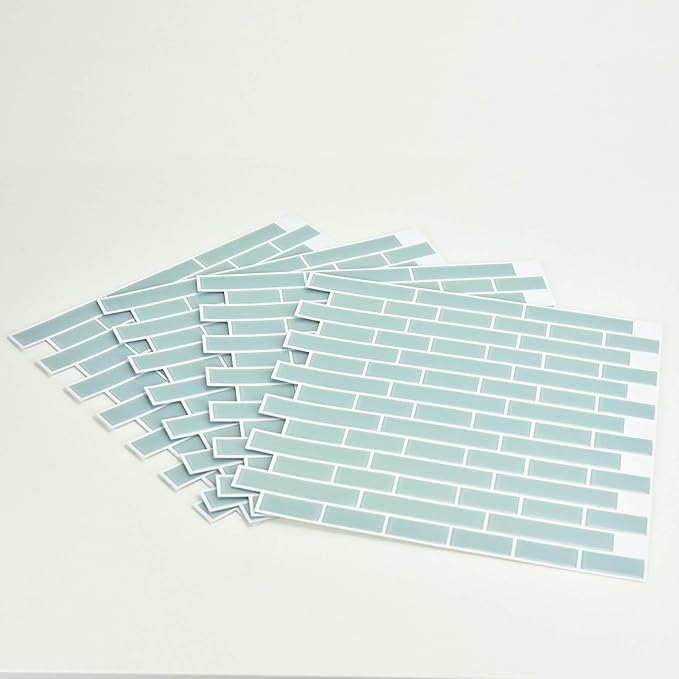 In Home NH2361 Sea Glass Peel & Stick Backsplash Tiles, Blue