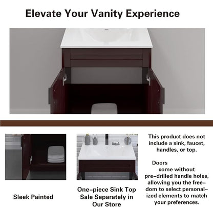 36" Espresso Shaker Bathroom Vanity Base, Soft-Close Double-Door Ready-to-Assemble Sink Cabinet, 36" W x 21" D x 34.5" H, Base Only