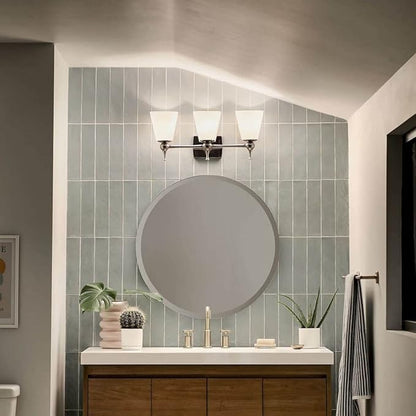 Kichler Cosabella 24 Inch 3 Light Vanity Light with Satin Etched Case Opal in Black
