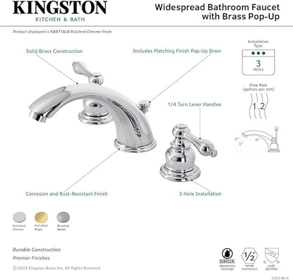 Kingston Brass KB971ALB Widespread Bathroom Faucet, Polished Chrome