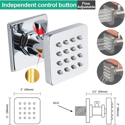 Bathroom Shower System, 16X32 inches Ceiling Mount Thermostatic Large Rain Shower with Adjustable Flow Body Jets, Multi Shower Jets System Can Run All At Once (Chrome)