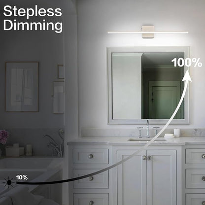 30 Inch Modern Vanity Light for Bathroom Brushed Nickel Over Cabinet Arm Extra Wide LED Bar 5CCT Selectable CRI85+ ETL