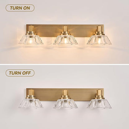 Vintage Bathroom Light Fixtures 3 Lights Vanity Light Matte Antique Brass Finish Vanity Light for Bathroom(13.2 pounds)