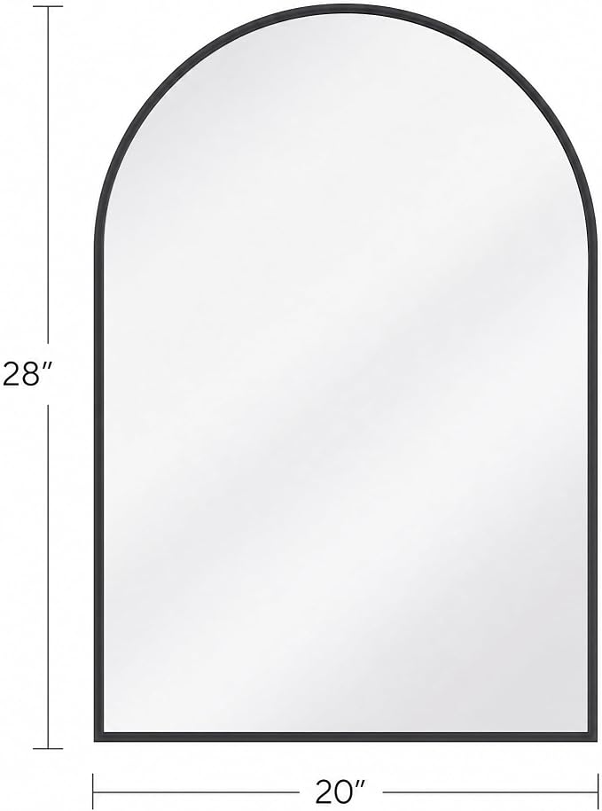 BEAUTYPEAK 28"x20" Arch Bathroom Wall Mirror, Black | Wall Mounted Vanity Metal Frame Mirror for Bedroom, Entryway, Living Room, Fireplace