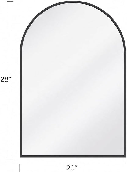 BEAUTYPEAK 28"x20" Arch Bathroom Wall Mirror, Black | Wall Mounted Vanity Metal Frame Mirror for Bedroom, Entryway, Living Room, Fireplace