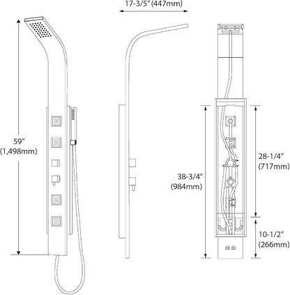 Blue Ocean 59 Inch Stainless Steel SPS8897 Shower Panel with Rainfall Shower Head, Body Nozzles, and Handheld Shower Head