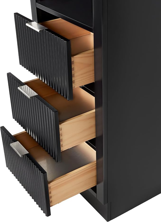 ARIEL Milan Bathroom Storage Cabinet 65”H x 20”W x 16”D Black