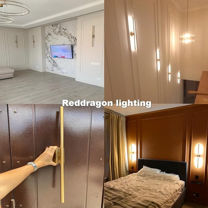 Only Suitable for Small Junction Box Set of 2 Hardwired Narrow Gold Wall Sconces Modern Picture Lights Linear Mirror Vanity Wall Lights for Bathroom Bedroom Corridor (2 Pack, 24'', Gold, Dimmable)