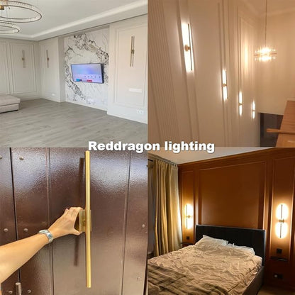 Only Suitable for Small Junction Box Set of 2 Hardwired Narrow Gold Wall Sconces Modern Picture Lights Linear Mirror Vanity Wall Lights for Bathroom Bedroom Corridor (2 Pack, 24'', Gold, Dimmable)