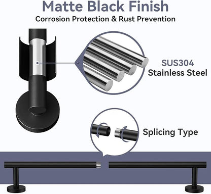 Bathroom Hardware Set, 24 Inch Matte Black Towel Bar Set, 4-Piece | Wall Mounted Bathroom Accessories, Towel Racks for Bathroom, Modern Towel Holder Set, Durable SUS304 Stainless Steel