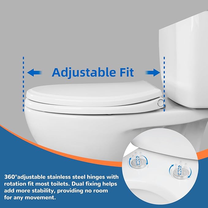 iFealClear Round Toilet Seat Soft Close with Cover, Toilet Seat Replacement with Non-Slip Toilet Bolts and Bumpers, Compatible with Kohler, American Standard, TOTO, One-Click Release, White