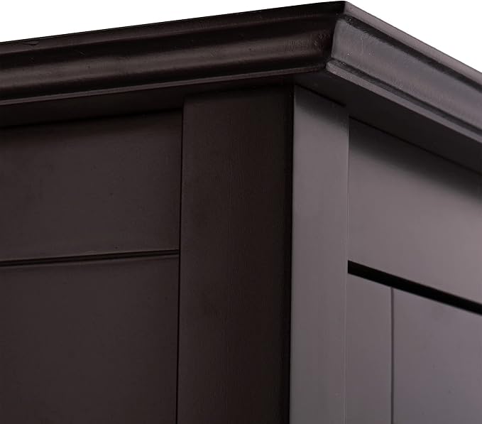 Teamson Home Chesterfield Freestanding Floor Cabinet with Drawer and Waffle Glass Panel, Espresso | Waffle Glass Door, Drawer