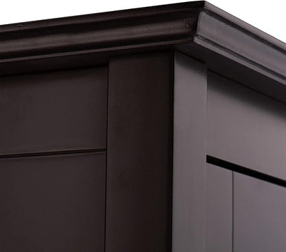 Teamson Home Chesterfield Freestanding Floor Cabinet with Drawer and Waffle Glass Panel, Espresso | Waffle Glass Door, Drawer