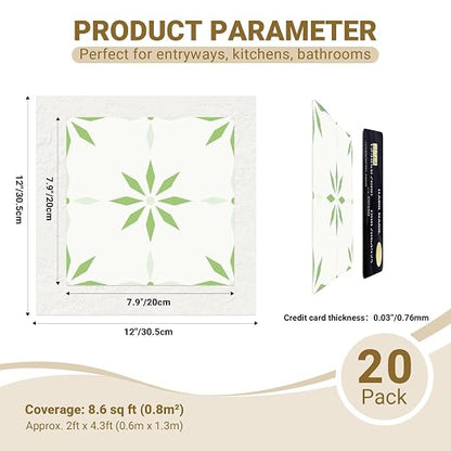 Peel and Stick Floor Tile, 7.9"x7.9" Vinyl Flooring for Bathroom Kitchen, Waterproof Non-Slip Durable Self-Adhesive Easy DIY Removable