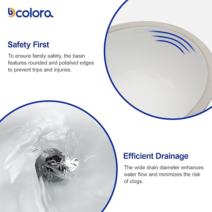 Dcolora 15 In. Oval Undermount Bathroom Sink, Ceramic Porcelain Under Counter Sink Basin for Vanity Tops, Smooth Oval Design with Clean Edge for Modern Bathrooms, 13"D x 15"W x 8"H