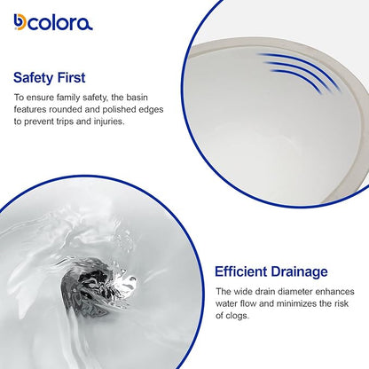 Dcolora 15 In. Oval Undermount Bathroom Sink, Ceramic Porcelain Under Counter Sink Basin for Vanity Tops, Smooth Oval Design with Clean Edge for Modern Bathrooms, 13"D x 15"W x 8"H
