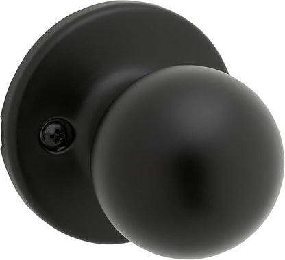 Kwikset Polo Interior Passage Door Knob, Handle for Closet and Hallway Doors, Non-Locking Doorknob in Matte Black, with Microban Protection