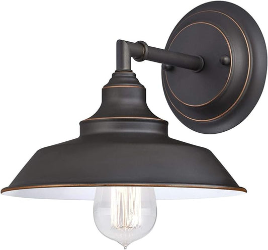 Westinghouse 6343500 Indoor Wall Fixture, 1-Light Sconce, Oil Rubbed Bronze - White Interior