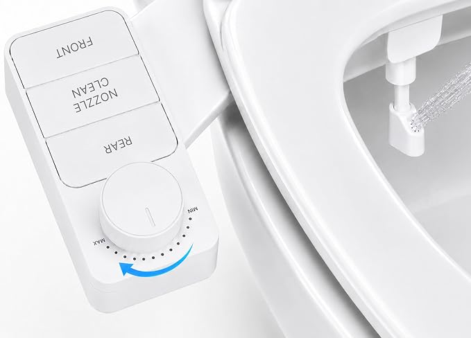 Bidet Attachment for Toilet – Dual Nozzle Front & Rear Wash, Self-Cleaning, Adjustable Water Pressure Dial, Non-Electric, Ultra-Slim, Fits Round & Elongated Toilets, Easy 8-Min Install | by ZeroTouch