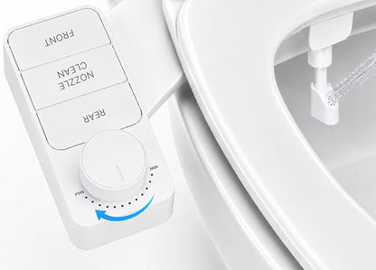 Bidet Attachment for Toilet – Dual Nozzle Front & Rear Wash, Self-Cleaning, Adjustable Water Pressure Dial, Non-Electric, Ultra-Slim, Fits Round & Elongated Toilets, Easy 8-Min Install | by ZeroTouch