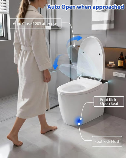 TOTTE Smart Toilet with Bidet, Hands-Free with Auto Open/Close Lid & Self-Cleaning Bowl, Adaptive Warm Water Wash & Heated Seat, Built-in Aroma, One-Piece Elongated Design