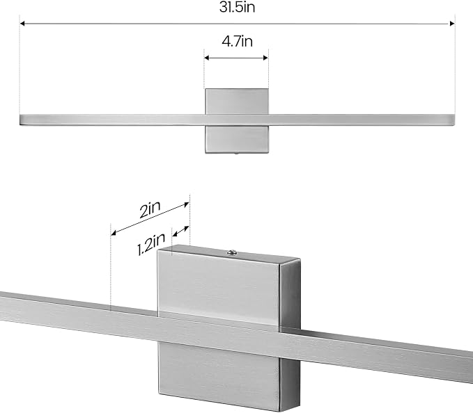 Epinl Brushed Nickel Bathroom Light Fixture Over Mirror 31.5 inch Modern Vanity Light Fixture 22W 5CCT Dimmable Light Bar LED Lighting Fixture for Bathroom Bedroom