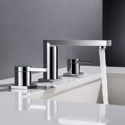 Luxury Brass Widespread Bathroom Sink Faucets for 3 Hole 2-Handle 8 Inch Deck Vanity Faucet & Stainless Steel Pop-up Drain Assembly, Chrome