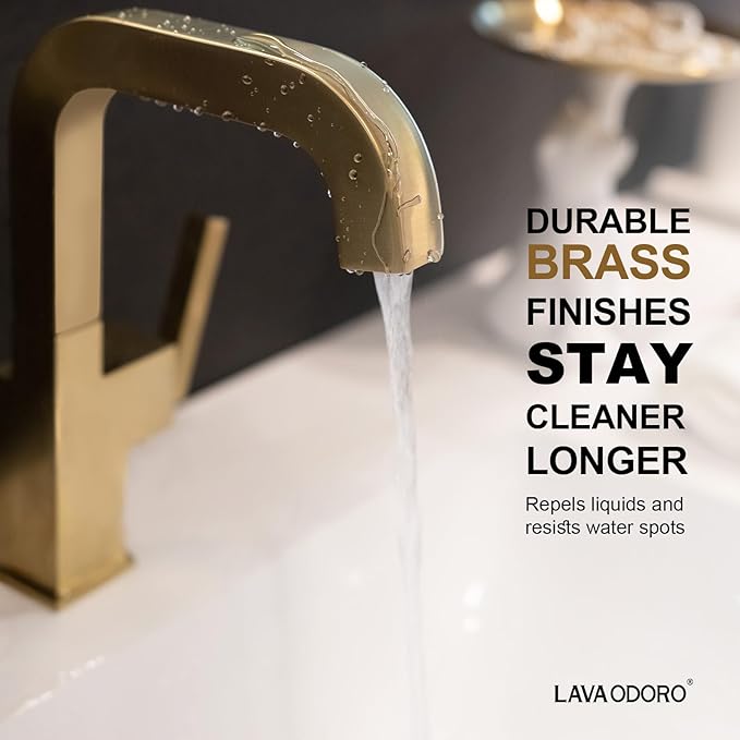 Lava Odoro Gold Bathroom Faucet Single Handle, Brushed Gold Faucet for Bathroom Sink 1 or 3 Hole Soild Brass with Drain Assembly Deck Plate Included, BF204-SG