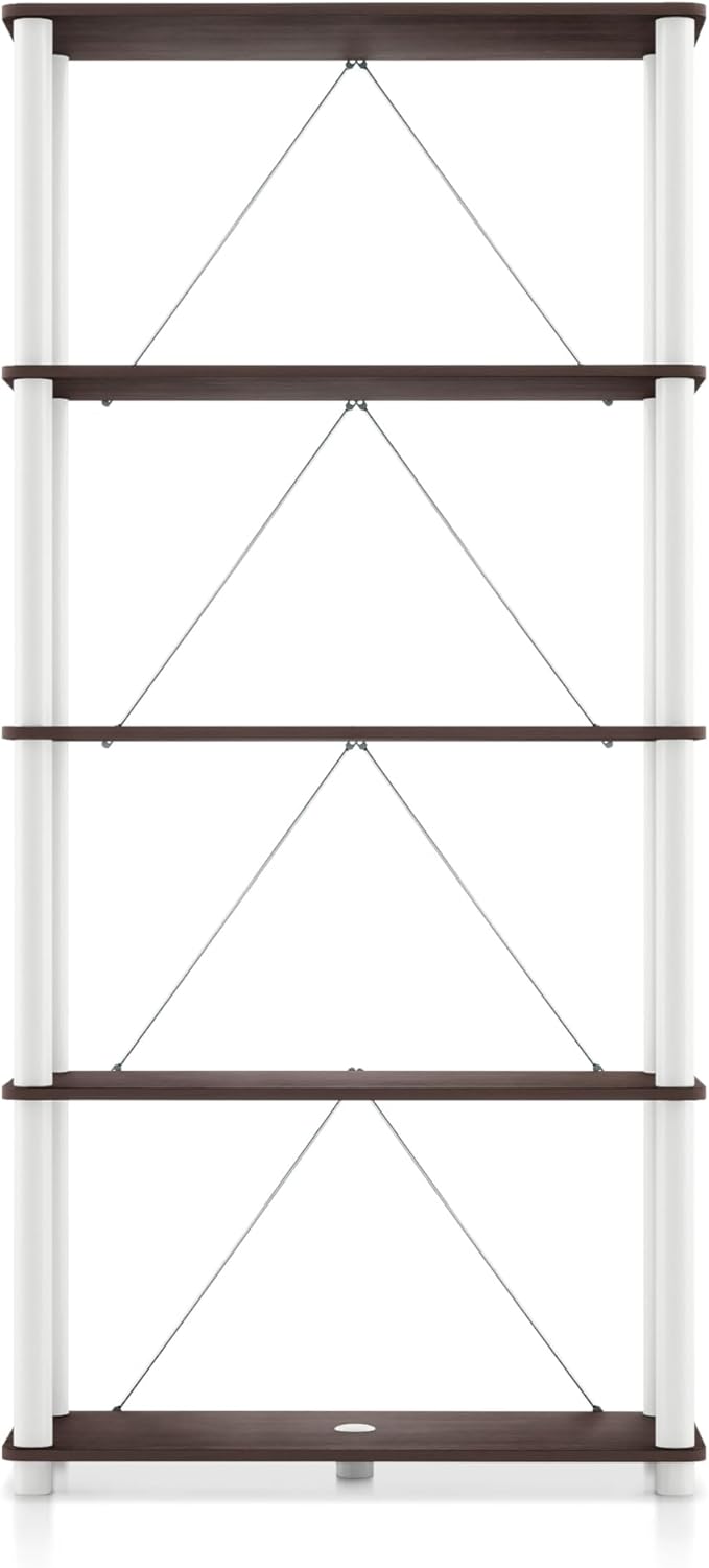 Homes: Inside + Out Apexa Modern 5-Tier Wide Shelving Units, Collectibles Display Shelves, Easy Assembly Standing Shelf, Home Storage Organizer for Living Room, Bedroom, Office, Espresso