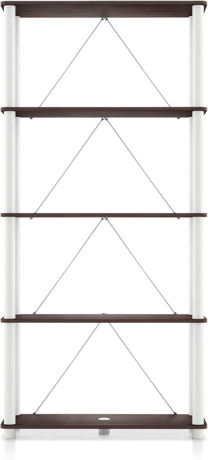 Homes: Inside + Out Apexa Modern 5-Tier Wide Shelving Units, Collectibles Display Shelves, Easy Assembly Standing Shelf, Home Storage Organizer for Living Room, Bedroom, Office, Espresso