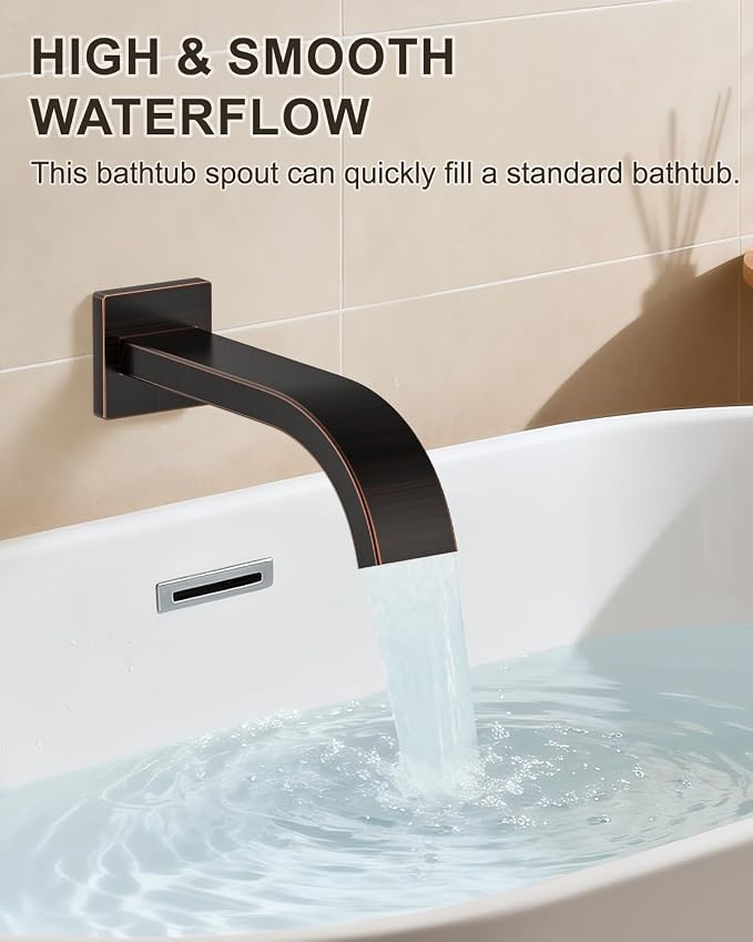 Oil Rubbed Bronze Shower System with Tub Spout, Wall Mounted Bathtub Faucet Set, 12" Rainfall Shower Head and Handheld Shower Combo, High Pressure Shower Fixtures Set with Rough-in Valve