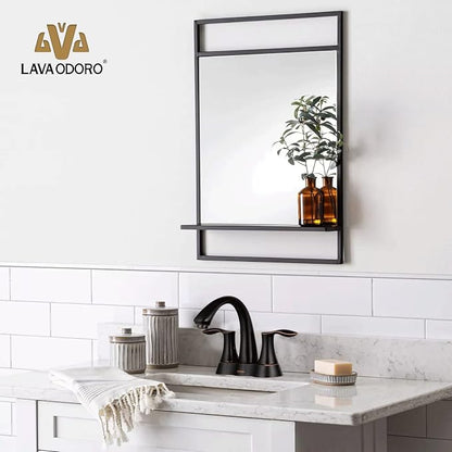 Oil Rubbed Bronze Bathroom Faucet, Lava Odoro Modern Two Handle 4 Inch Centerset Bathroom Sink Faucet Bronze Vanity Faucet with Pop up Drain Assembly Supply Line, Spot-Resistant, BF423-ORB