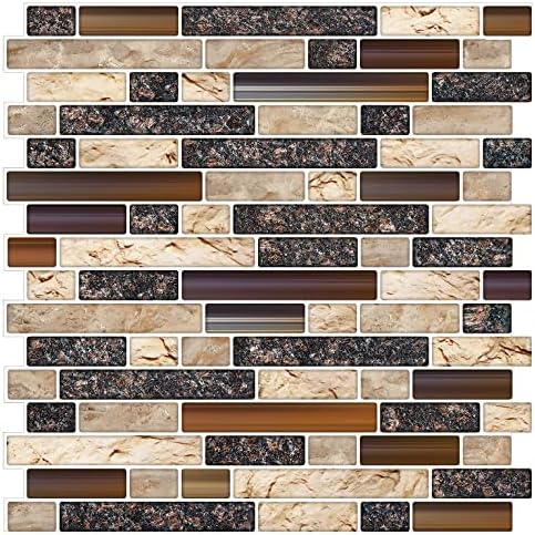 STICKGOO Thicker Design Peel and Stick Tile Backsplash, 12”×12”Stick on Backsplash for Kitchen, Self Adhesive Tile Stickers for Kitchen Backsplash and Bathroom(10 Sheets, Sand Brown)