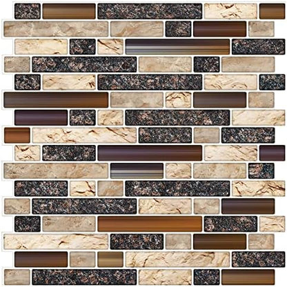 STICKGOO Thicker Design Peel and Stick Tile Backsplash, 12”×12”Stick on Backsplash for Kitchen, Self Adhesive Tile Stickers for Kitchen Backsplash and Bathroom(10 Sheets, Sand Brown)
