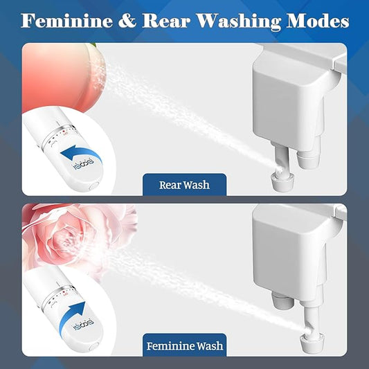 Ultra-Slim Bidet Attachment for Toilet Dual Nozzles Feminine & Rear Wash Bidet Toilet Seat Attachment Non Electric Self Cleaning Fresh Cold Water Toilet Bidets Spray Jet Easy Install (Silver)