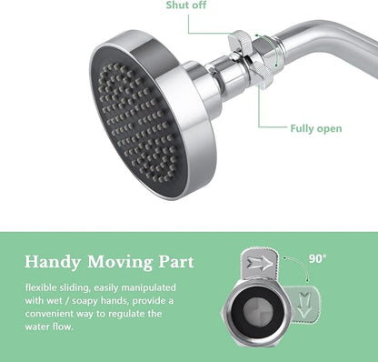 APLusee G 1/2 Water Flow Shut off Valve for Bathroom Shower Head, Chrome | Solid Brass, Adjustable Shower Flow Restrictor with On Off Switch for Family, Control and Save Water