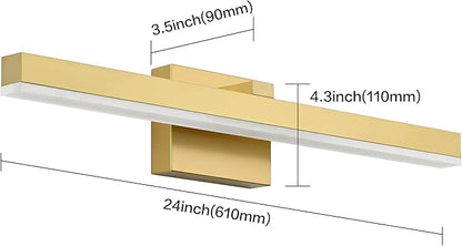 PRESDE 24inch LED Bathroom Vanity Light Modern Gold Bathroom Lights fixtures Over Mirror Dimmable Bath Wall Lighting bar