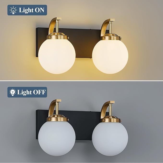 Bathroom Vanity Light Fixtures Over Mirror Modern Sand Black Gold 2 Lights Wall Sconce Vanity Light for Bathroom Lighting