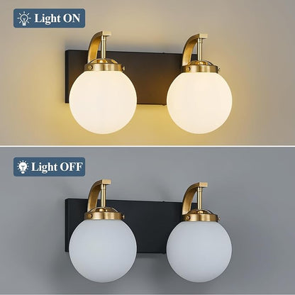 Bathroom Vanity Light Fixtures Over Mirror Modern Sand Black Gold 2 Lights Wall Sconce Vanity Light for Bathroom Lighting