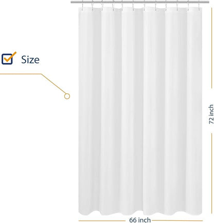 N&Y HOME Fabric Shower Curtain Liner 66 x 72 inches, Hotel Quality, Washable, Water Repellent, White Bathroom Curtains with Grommets, 66x72