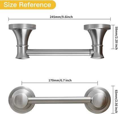 Bathroom Toilet Paper Holder Wall Mount Tissue Holder Brushed Nickel | Rustproof Toilet Tissue Roll Holder, Flexible Double Post Pivoting Handle, Bathroom Accessories SUS304 Stainless Steel