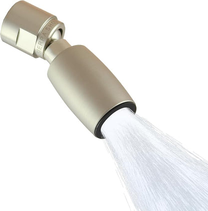 High Sierra® Classic™ Solid Metal 1.8 GPM Award Winning, Low Flow Shower Head. Patented Nozzle Never Clogs. Long Nut Hides Shower Arm Threads. Brushed Nickel Finish