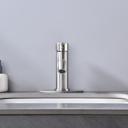 Single Handle Bathroom Faucet with Metal Drain Assembly and Escutcheon, Brushed Nickel