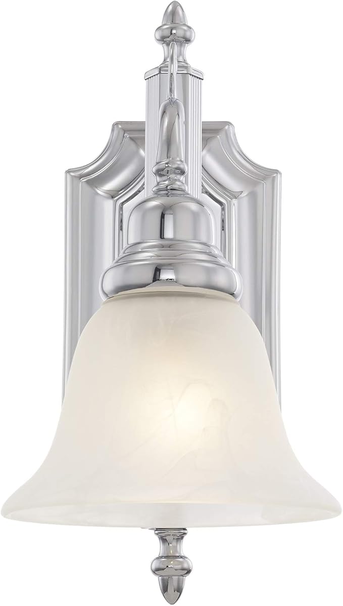 Livex Lighting 1281-05 Bath Vanity with White Alabaster Glass Shades, Chrome